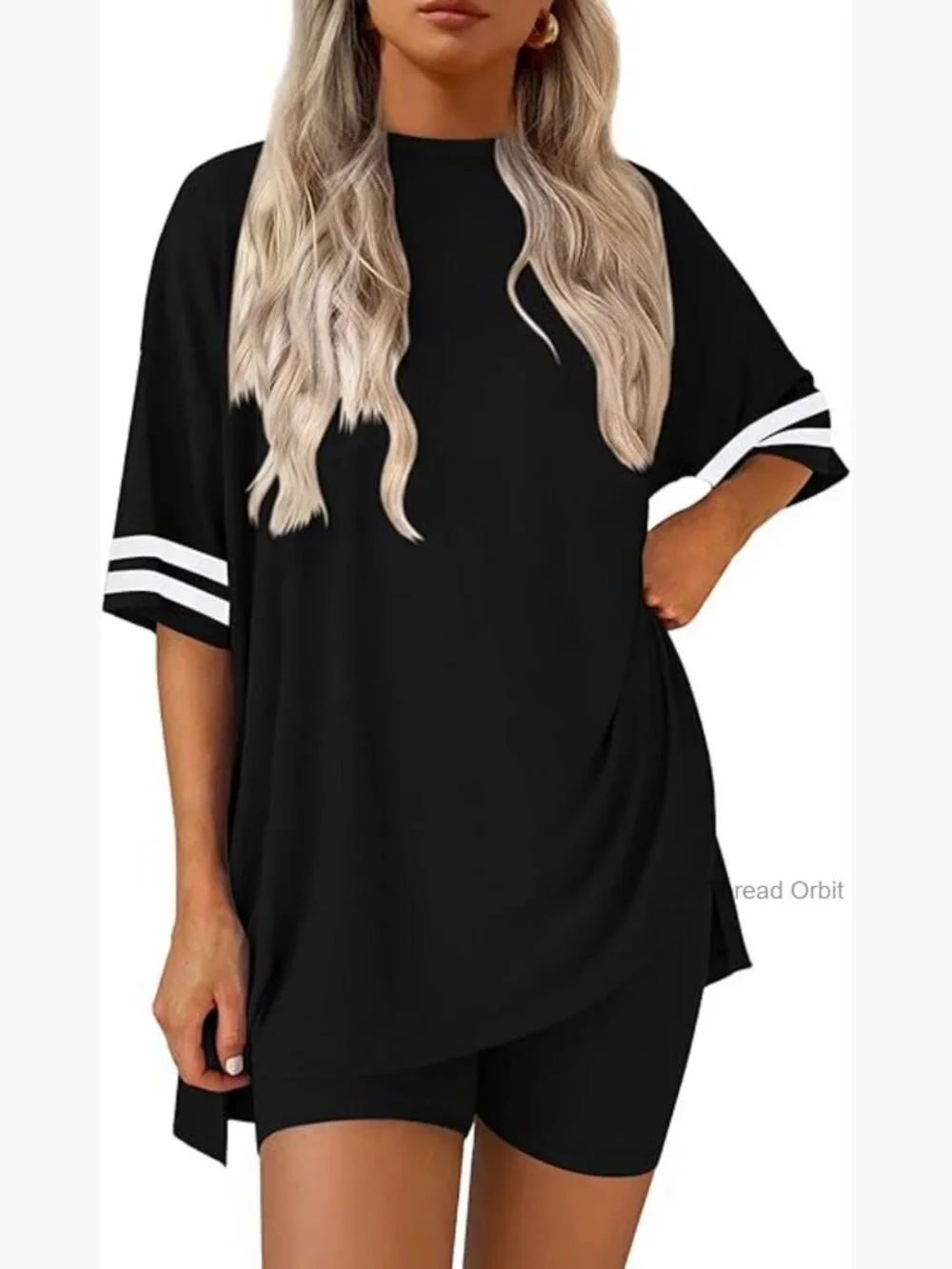 Oversized Short Sleeve Top and Biker Shorts Pajama Set S-XXL Comfy Lounge